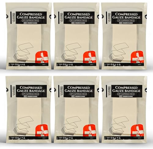 6 Pcs Z-Folded Sterile Compressed Gauze, 4.5 x 4.1'‘ Yards - 100% Cotton Medical Gauze Trauma Pad for Emergency Wound Dressing, Bleed Stop, Trauma Kit & First Aid Kit Refill (6Pcs)