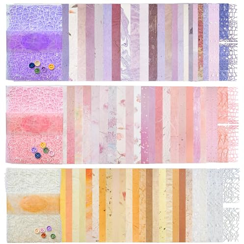 78 Fogli Carta per Scrapbooking, 3 Confezioni Carta Strutturata con Texture Artigianale 10x14 cm, Materiale per DIY Decorazioni e Confezione Regali con Design a Reticolo