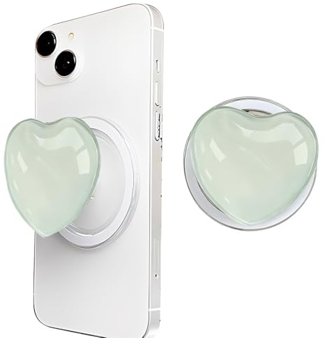 TEOZBLU Anillo Magnetico Movil, Soporte y Agarre Para Teléfonos Móviles y Carcasas,Soporte Magnético Agarre Amor Corazón, Magnético Movil,Para Teléfonos Tabletas Selfies Videos Smartphone, Verde Claro