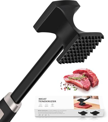 Meat Tenderizer, Double-Sided Meat Tenderizer, Meat Tenderizer, Stainless Steel Meat Tenderizer, Steaker Cutter, for Steak, Chicken, Pork, Cutlet, Beef (Black)