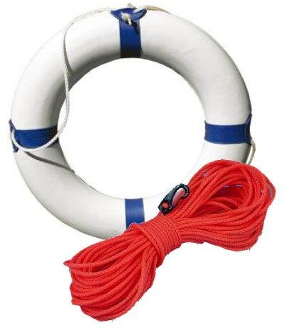 Rettungsring blau / weiß Ø 57 cm mit 30 Meter Wurfleine
