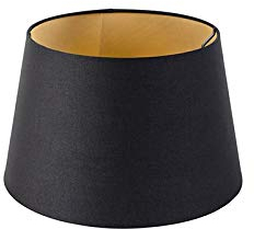 QAZQA Modern Baumwolle Baumwolllampenschirm schwarz 32I25I18 mit Gold I Messingenem Interieur,