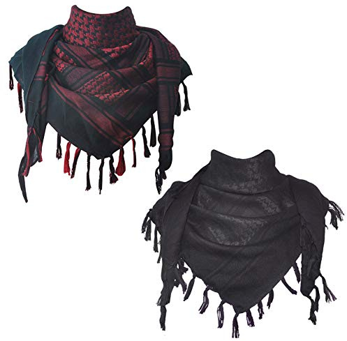 Explore Land, Sciarpa tattica in cotone Shemagh Keffiyeh da deserto, con nappe, per uomo e donna, taglia unica