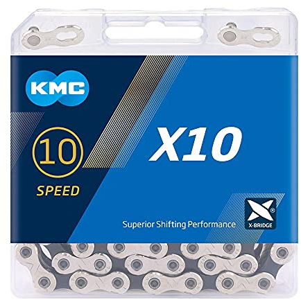 KMC Stück 10-Gang-Kette, Silber/schwarz, 122 Link