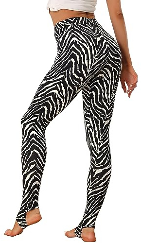Allegra K Women's Leggings Striped Tights High Waist Elastic Waist Pants