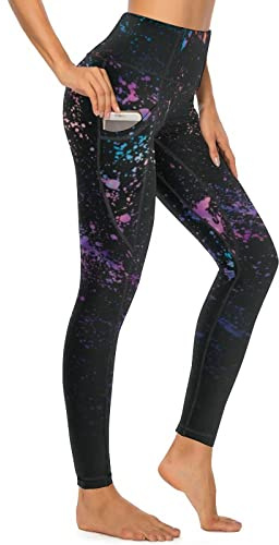 Cerburny Workout Leggings for Women High Waisted Exercise Galaxy Yoga Pants with Pockets Running Gym Walking