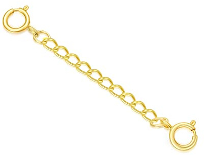 DUGISOWE 10k Real Gold Necklace Extender Chain, Durable Strong Removable, Adjustable Extension Chain for Necklace, Bracelet, Anklet (4inch, style 1-yellow)