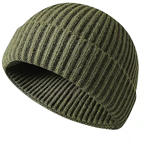 Winter Beanie Hat, Roll up Edge Skullcap Fisherman Beanie, Unisex Soft & Stretchable Cuffed Plain Knit Hipster Docker Winter Hat