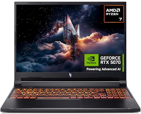 Acer Nitro V16 AI ANV16-42 Gaming Laptop - AMD Ryzen AI 7 260, 16GB, 1TB SSD, NVIDIA GeForce RTX 5070, 16 WUXGA 180Hz, Windows 11, Black