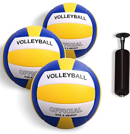 YANYODO Official Size 5 Volleyball Indoor Outdoor Volleyball Ball for Game Gym Training Beach Play Lightweight Soft Touch 3 Pack Volleyballs
