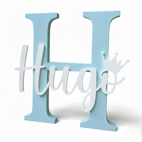 Tres Aristas Letra Decorativa Personalizada con Mariposa, Dinosaurio o Balon. Regalo para Niños y Bebés. Decoración Habitación Infantil, Comuniones, Candy Bar y Mesas Dulces. Color y Medida a Elegir