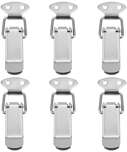 Bestgle 6-pack fjäderbelastade klämklämmor, rostfritt stål vippspärr anka fakturerade spännen för fodral, verktygslåda, låda, bröst, skåp