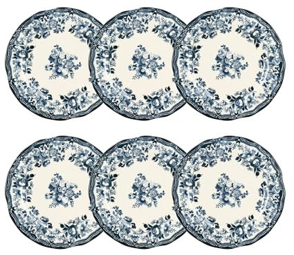 NOVASTYL - Lot 6 assiettes plates faustine 26cm en porcelaine bleu - 2614230