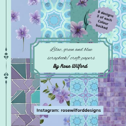 Lilac, green and blue scrapbook, craft and card making papers