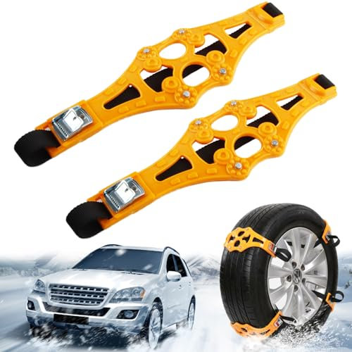 FairyPeach Auto Schneeketten, 2 Stück Schneeketten Universal, Reifen-Schneeketten-Set, Gleitschutzkette für Autoreifen, Car Snow Chains, für Reifenbreiten von 165–275 mm, die Meisten Autos, Lkws, Suvs