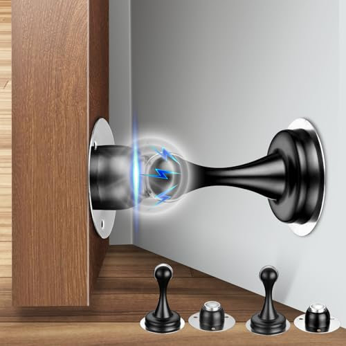 flintronic Lot de 2 Butées de porte Magnétiques, cales de Porte Intérieures pour Plinthes, Butées de Porte au sol avec loquet Auto-adhésif 3M, vis Dissimulées, Loquet de Porte Magnétique pour Maison