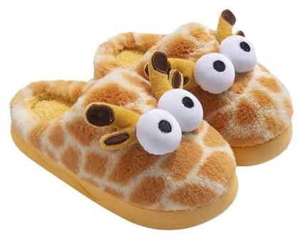 Thigies Pantoufles Girafes pour Femme, Chausson Moelleuses et Chaudes, Pelucheuses, Confortables et Antidérapantes, Cadeaux pour Hommes, Adolescents et Adultes