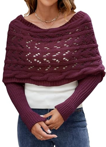 Wantonfy Bufanda Con Mangas Poncho de Punto para Mujer Manta Mantón Invierno