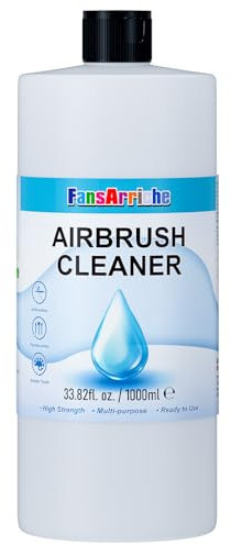FansArriche Airbrush Reiniger 1000 ml, Mehrzweck-Reinigungslösung, schnell wirkende Reinigungslösung, hohe Festigkeit, entfernt schnell Acrylfarbe, Aquarel, Airbrush Farbe, Tinten, Pinsel