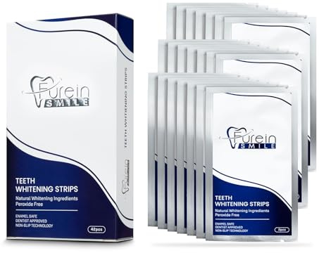 Furein Smile 42 tiras blanqueadoras sin peróxido, sabor a menta, no dañan el esmalte dental
