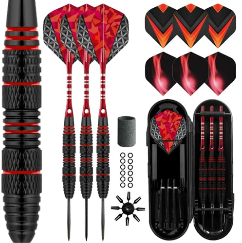Lavishio Lavishio Set de fléchettes professionnelles à pointe en acier 3 tiges en aluminium Set de fléchettes à pointe en acier Set de fléchettes professionnelles à pointe en acier + 3 vols de