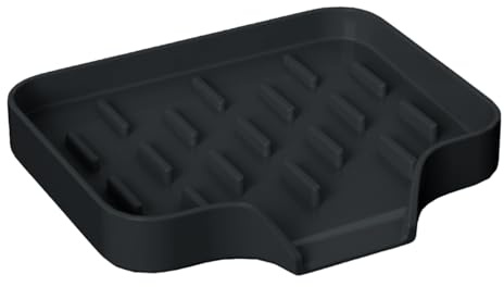 Soap Dish, Non Slip Sponge Drainer for Sink, Space Saving Drain Holder with Silicone Build, Shower Tray for Bathtub, Bathroom, Home, Kitchen and Countertop, 4.72x4.13x0.67 Inches