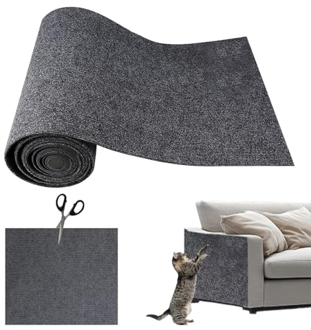 Tappeto Tiragraffi per Gatti Autoadesivo - 300 x 40cm, Protezione Divano Graffi Gatto, Riutilizzabile e Tagliabile, DIY Tiragraffi per Gatti, Ideale per Divani Mobili Pareti (Grigio scuro)