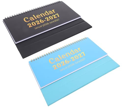 Cabilock 2 Pièces Calendrier de Bureau Flip avec Support Planificateur Mensuel Compact pour Notes Journalières Calendrier Scolaire pour Enseignants et Bureau