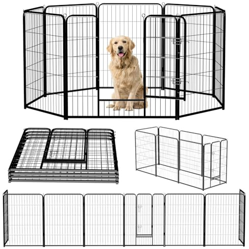 NEWBULIG Dog Playpen 8 Panels 40 Height Foldable Heavy Duty Metal Dog Exercise Playpen Puppy Fence for Indoor Outdoor Yard