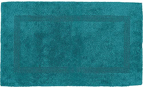 Erwin Müller Badematte, Badteppich Heraklion Petrol Größe 60x100 cm - Kochfest, für Fußbodenheizung geeignet, 100% Baumwolle (weitere Farben, Größen)
