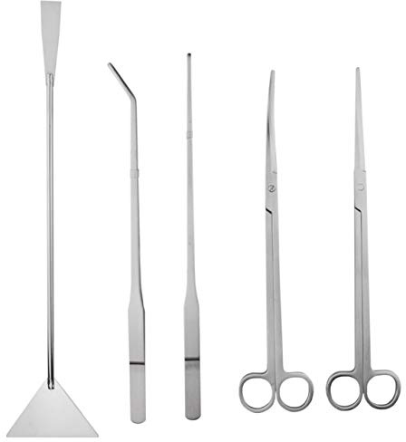Rostfritt stål akvarium vattenlandskap kit akvarium tank vattenväxt verktyg set pincett sax spatel - 5 verktyg