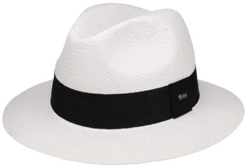 Lipodo White Traveller Strohhut Made in Italy Damen Herren Frühling Sommer weiß XL (60-61 cm)