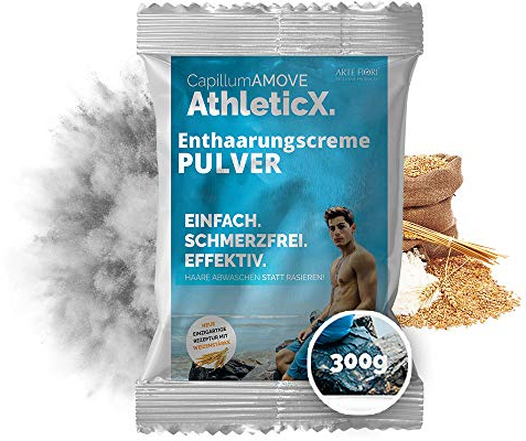 Capillum AMOVE AthleticX 500g SPAR PACK Premium Enthaarungscreme Intimbereich - sanftes Enthaarungspulver Männer Schmerzfreie Dusch-Haarentfernungscreme ohne Zusatzstoffe mit neutralem Geruch