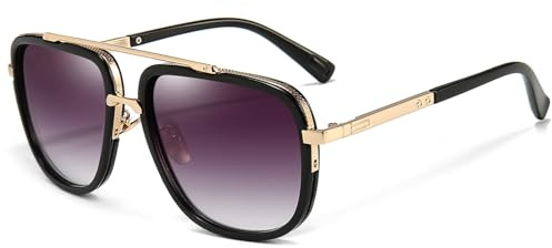 Dollger Oversized Square Aviator Sunglasses for Men Pilot Shades Gold Frame Retro Sun Glasses