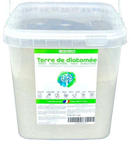 NOVATERA I Terre de Diatomée Naturelle I 100% extraite et conditionnée en France I Ultrapure Non Calcinée I Certifiée Agriculture Biologique I Entretien, Animaux, Agriculture... I Seau 1,3kg