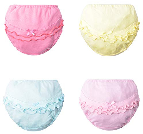 Pantalones de Entrenamiento para Bebé 4 Paquetes, Morbuy Niños Niñas Bragas de Aprendizaje Reutilizable para niños Pequeños de Algodón pañales Ropa Interior (A,130# / 2-3 años)