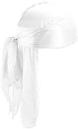 Durag Headwraps Wide Straps Bandana Hair Loss Turban Hat Silky Durag, Premium Silk Du Rags for Men & Women, Breathable Cap Wrinkle Free Satin, Long Tail Durag for Women Men Hip-hop Everyday