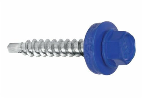 Viti per lamiera trapezoidale, viti per il tetto, 4,8 x 70 mm, 200 pezzi, RAL: 5005 (blu segnale)