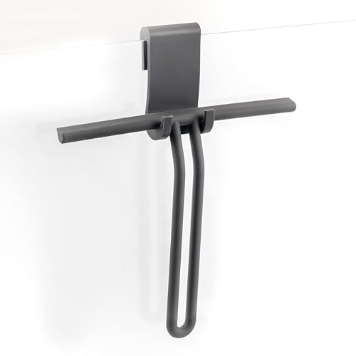 Bremermann - Rasqueta de Ducha con Soporte de Pared, raspador de Ventana, Acero Inoxidable Recubierto de Silicona (Gris Oscuro)