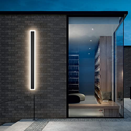 Klighten LED Lange Wandlampe Außen/Innen,Schwarz Außenwandleuchte, Außenleuchte IP54, Aussenleuchten Eisen Acryl, Wandleuchte Aussen für Villa/Telampe, Natürliches Licht 4500K, 100CM/30W