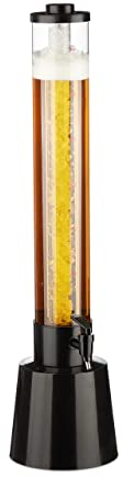 Relaxdays Torre de Cerveza con Grifo, 3 litros, dispensador de Bebidas con refrigerador, para jardín y Fiestas, 81 cm de Alto, Transparente/Negro Alta, 3 L, Enfriador, Beer Tower