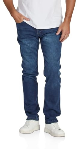 DENIMFY Herrjeans byxor DFMiro rak passform bomull basic jeansbyxor stretch denim blå svart grå w30 w31 w32 w33 w34 w36 w38 w40 | Blå svart grå 30 31 32 33 34 36 38 40