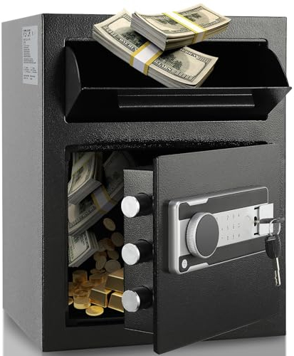 VEVOR Cassaforte con Serratura in Acciaio Laminato a Freddo Capienza 1,7C, Cassaforte Deposito con Serratura Password 3-12 Cifre Chiavi per Documenti Contanti in Casa, Cassaforte con Serratura Codice