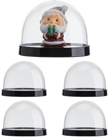 SUPERFINDINGS 4 PCS Plastic Dome Cloche Display Case 2.28x3.07Inch Plastic Cloche Bell Jar Display Dome with Black Base Round Glass Dome Cover for Flower Collectables Decorations Crafts Statue