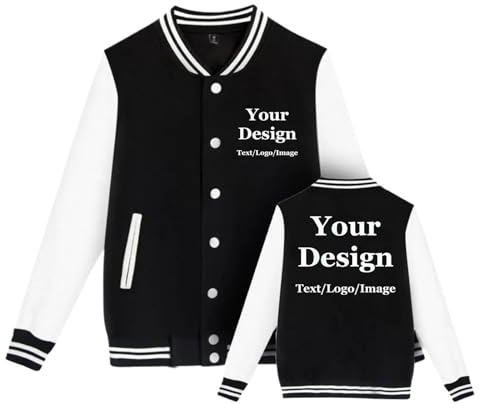 East-hai-buy Giacca da Baseball da Uomo Personalizzata College Cappotto Casual Top Foto/Testo/Logo Stampato Ragazzi Ragazze Felpa Color1,XL