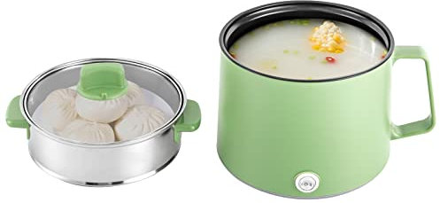 1.7 L Cuiseurs Vapeurs Électriques Pot Portable Anti-adhésif Cuiseur Vapeur Electrique Cuiseur Vapeur Multicuiseur Électrique Avec Double Contrôle De Puissance Avec Panier Vapeur (Vert)