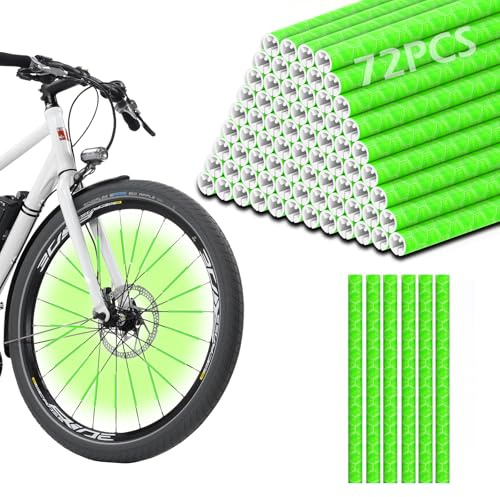 GeeRic Reflectores Radios Bicicleta,36 Piezas Reflectante para Rueda de Alta Visibilidad de 360° de Bicicleta Radios Reflectantes para Rueda Bicicleta Ciclismo Reflectante Clips(Verde)