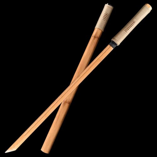 HJHUUA Espada samurái de bambú Natural de 100,5 cm,bokken Artesanal,Espada samurái Recta de Madera,Katana de Madera para Entrenamiento de Kendo,Cosplay,Accesorios,Regalos y decoración.