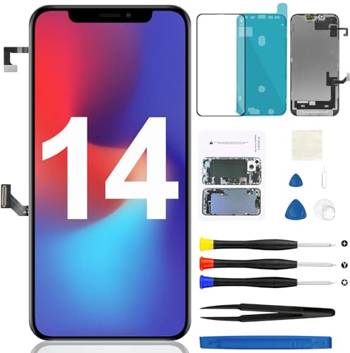 Kit de remplacement d'écran pour iPhone 14 avec haut-parleur avant et câble flexible Capteur de proximité 3D tactile LCD Affichage numériseur Cadre Assemblage complet A2649 A2881 A2882 A2883 A2884 6,1