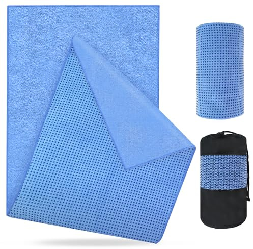 flintronic yogahandduk, yogamattahandduk med greppsilikonkuddar, mikrofiber yogadekhanduduk, mjuk & andningsbar, med snabbtorkande yogahanddukar och nässleförstärkt bärväska, för bikram, pilates